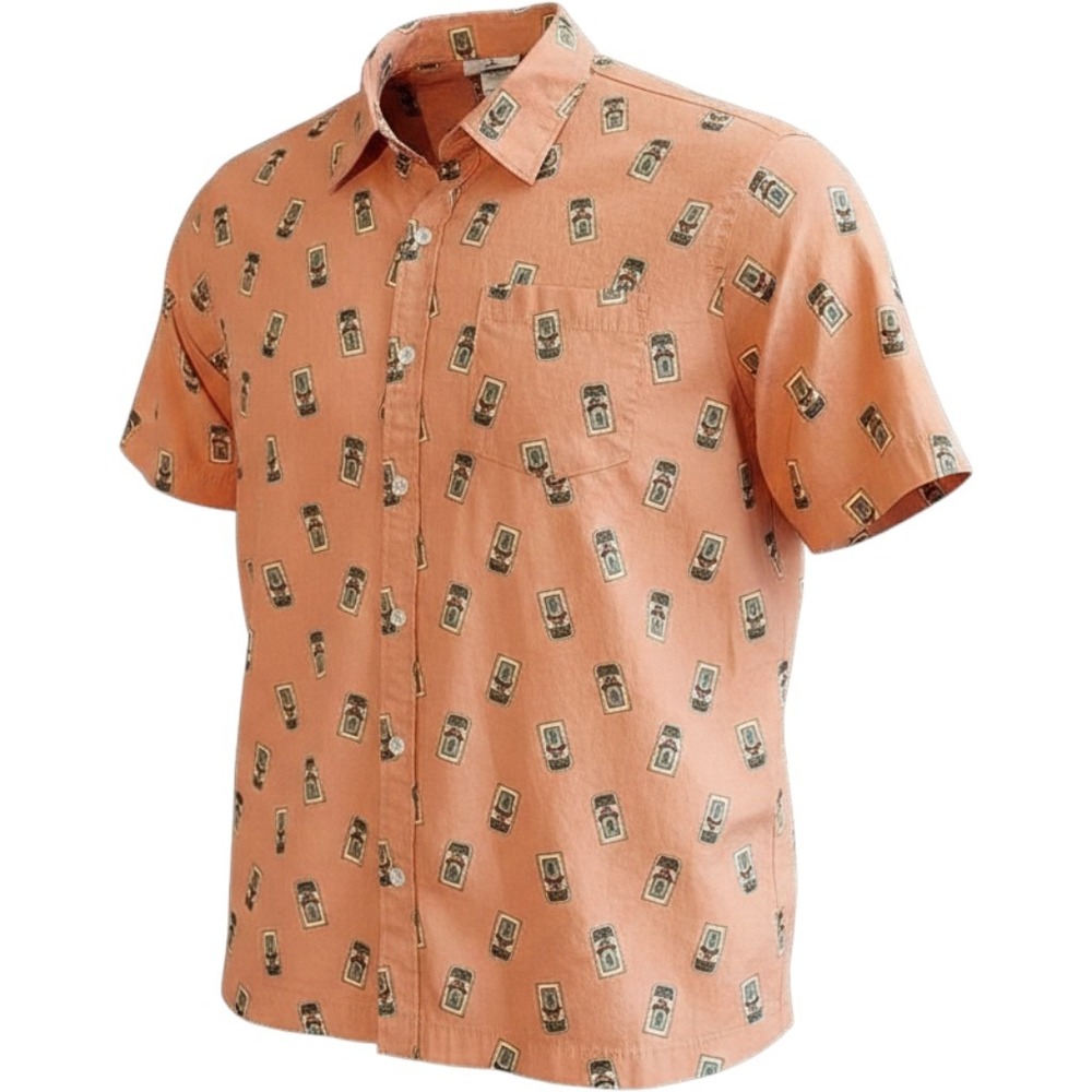 Disney Parks Mens Large Coral Push the Talking Trash Can Button Down Shirt
